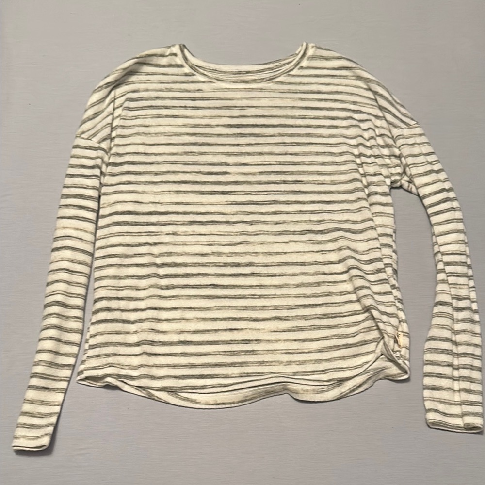 Striped Long Sleeve Top - Cream and Gray